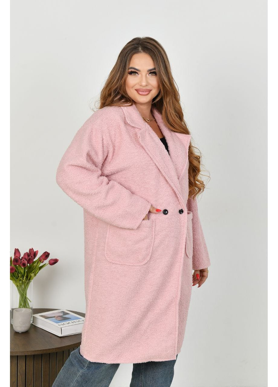 Розовое демисезонное Женское баранье пальто на флис розового цвета 34957 Fashion