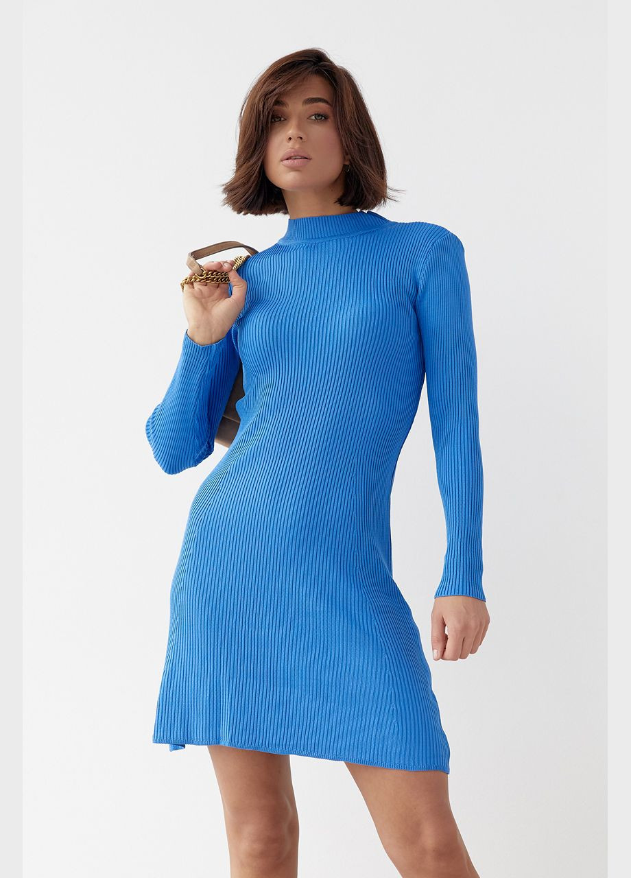 Синя повсякденний базова сукня міні в рубчик силуетна Liton однотонна