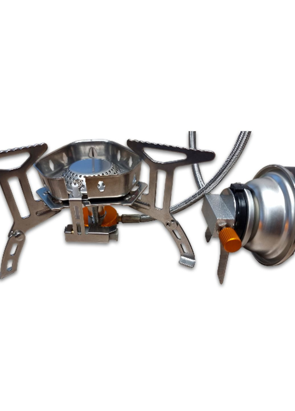 Горелка туристическая газовая в кейсе из нержавеющей стали с пьезоподжигом под цанговый баллон No Brand (340689008)