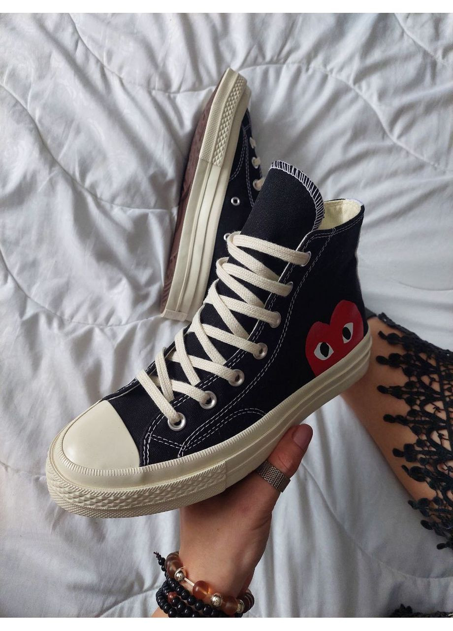 Кеды женские Converse Chuck Taylor All Star 70 Hi Comme des Garcons PLAY Black A08791C Конверс No Brand чёрно-белые демисезоны (366196252)