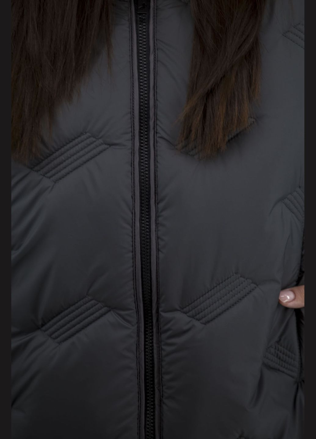 Темно-серая демисезонная женский стеганный оверсайз бомбер stella polare, утеплитель thinsulate™, короткий (темносерый, ), 46732 No Brand