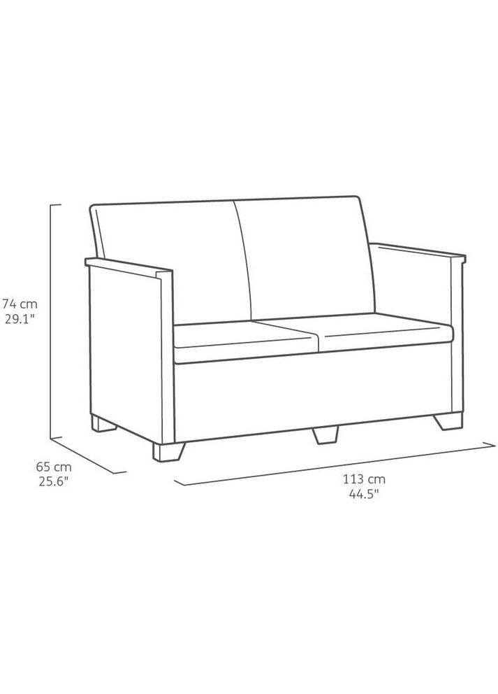 Комплект садових меблів Elodie 2 seater sofa set (Chicago table) 1 диван + 2 крісла + 1 стіл капучино 246157 Keter (317306061)