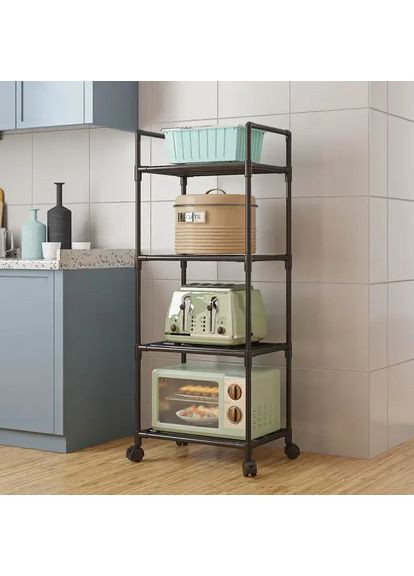 Полиця-стелаж підлогова на коліщатках для кухні 138×42×32 см Light Shelf LS-7801 Black No Brand (356740064)