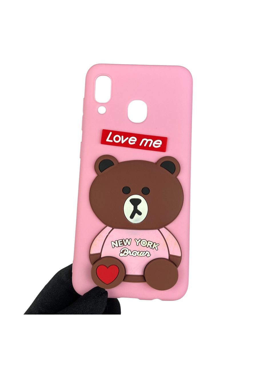 Чохол для Galaxy A20 SM-A205F дитячий з ведмедиком на самсунг а20 рожевий Samsung (366018846)