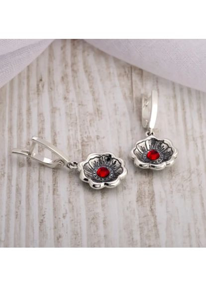 Сережки срібні з квітками Калачик 925 Skifska Etnika (364202533)