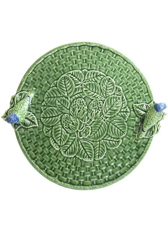 Блюдо для сиру Queijeiras керамічне з ручками зелене для сервірування закусок та подачі продуктів Bordallo Pinheiro (368991363)