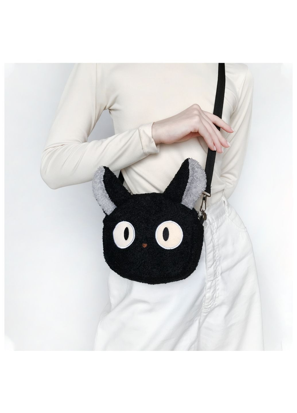 Сумка с аниме котиком Дзи-Дзи черная через плечо няшная пушистая кросс-боди мультяшная вместительная детская на молнии indiekid No Brand (366669521)