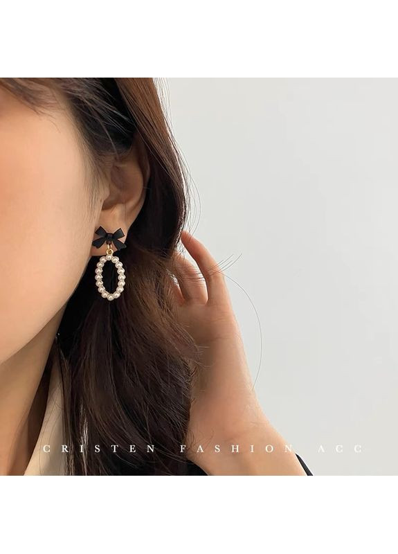 Модные женские серьги с бантиком и жемчужинами, классические, нарядные сережки "Нежность" China (366875148)