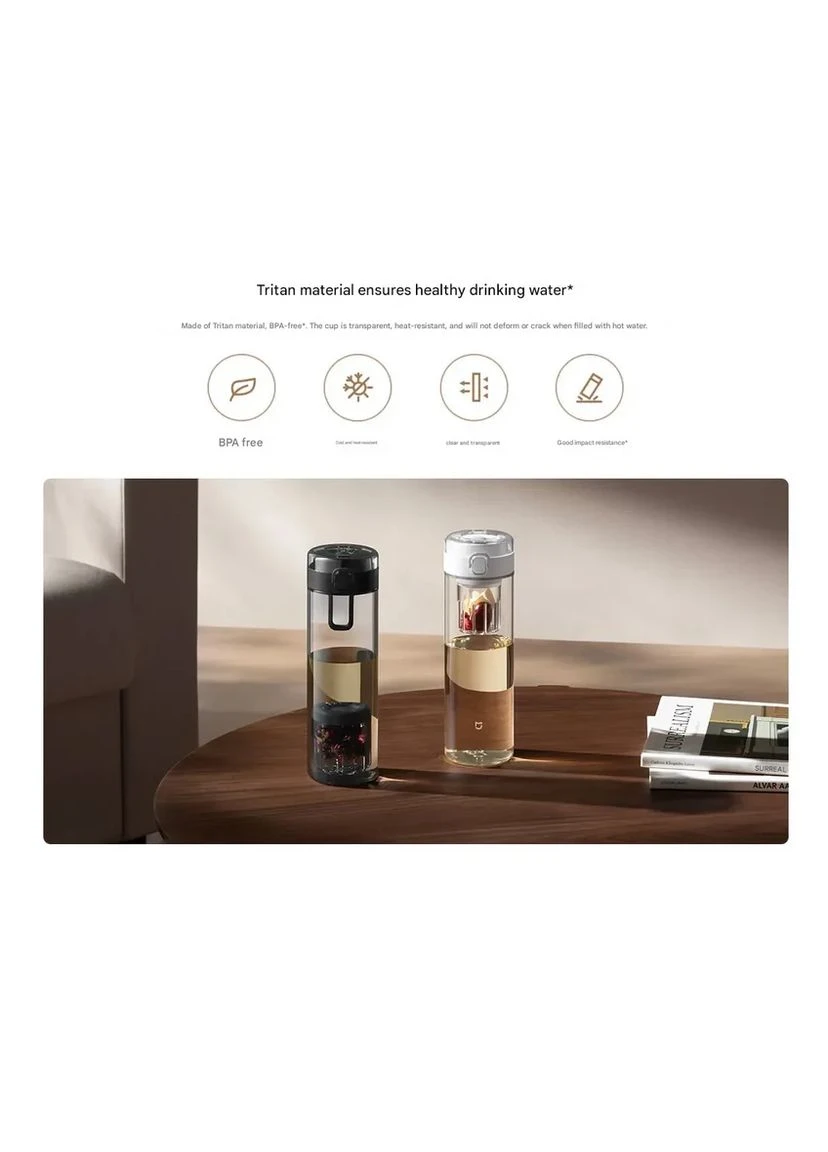 Магнітна пляшка для води та чаю Xiaomi Mijia 800 мл Тритан Чорна 90x75x245 мм No Brand Magnetic Tea Storage (401165261)