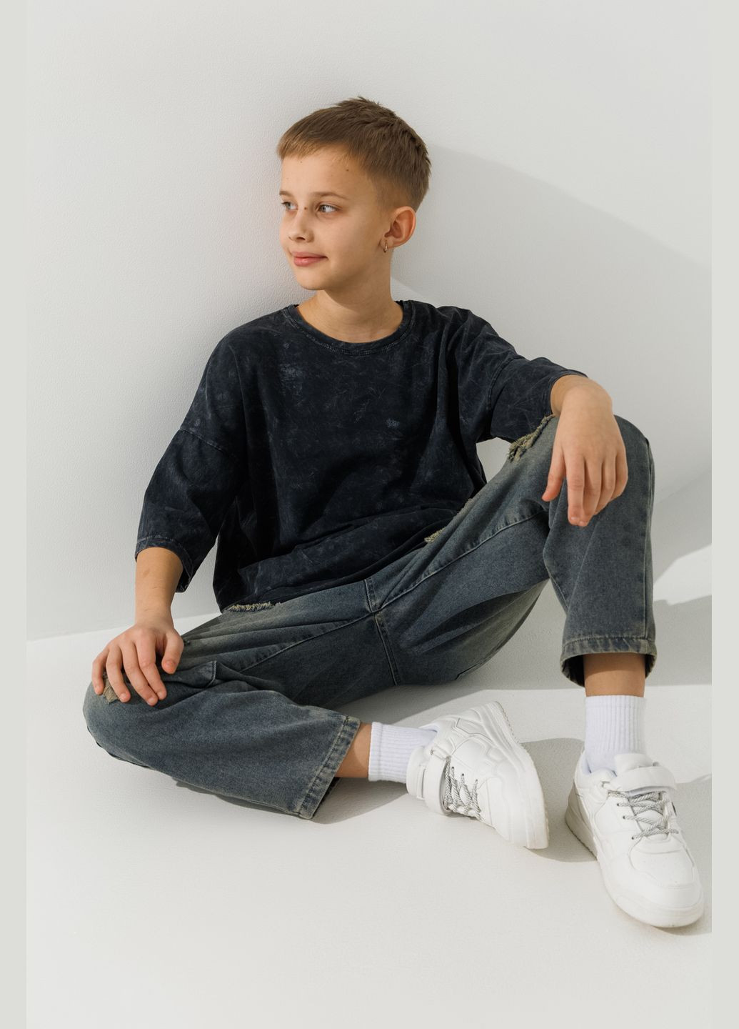 Темно-серая летняя футболка однотонная для мальчика 241046 164 см темно-серый shop (2000991020078) Benini