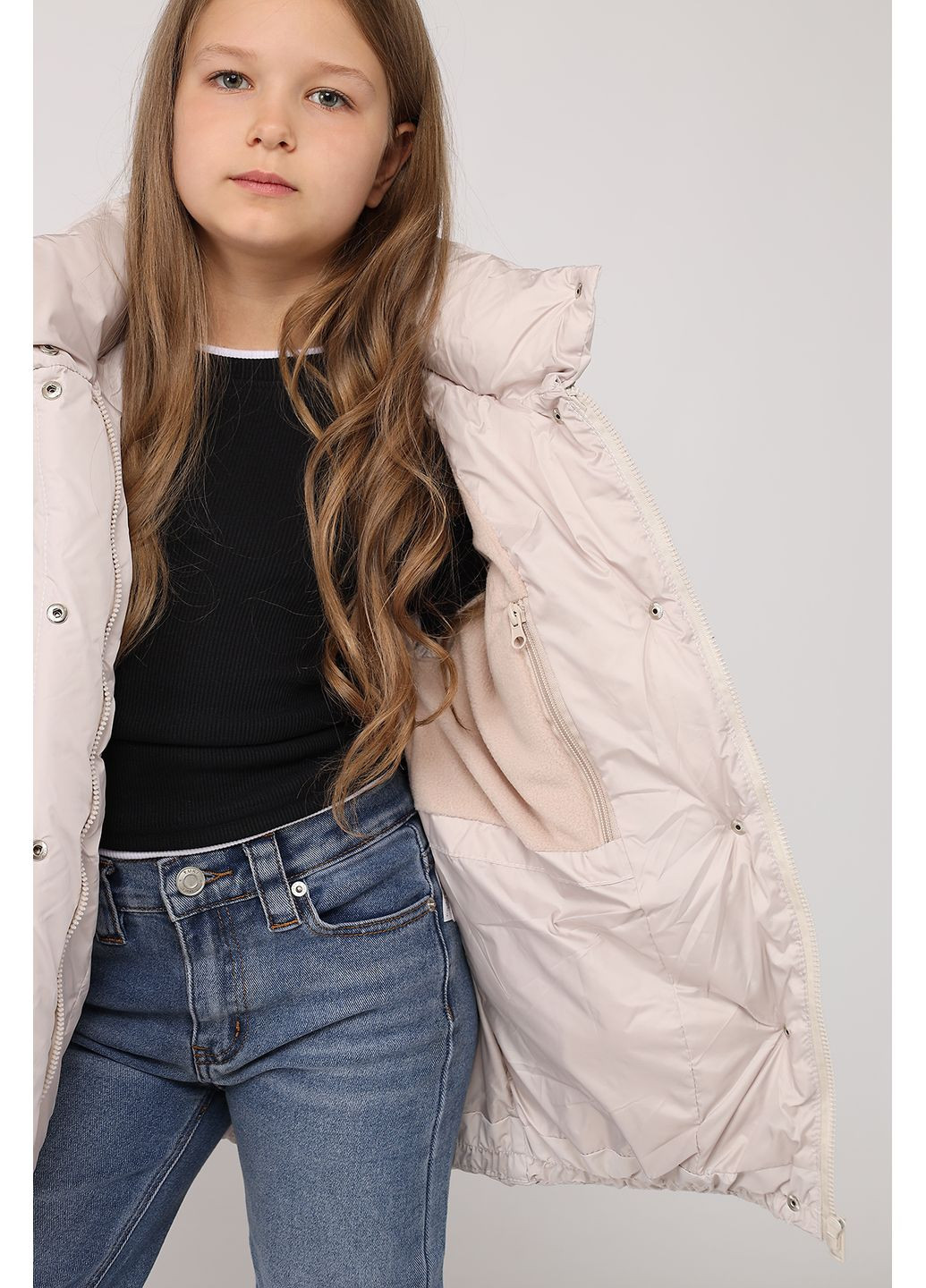 Молочная зимняя куртка для девочки цвет молочный cb-00282360 Yuki