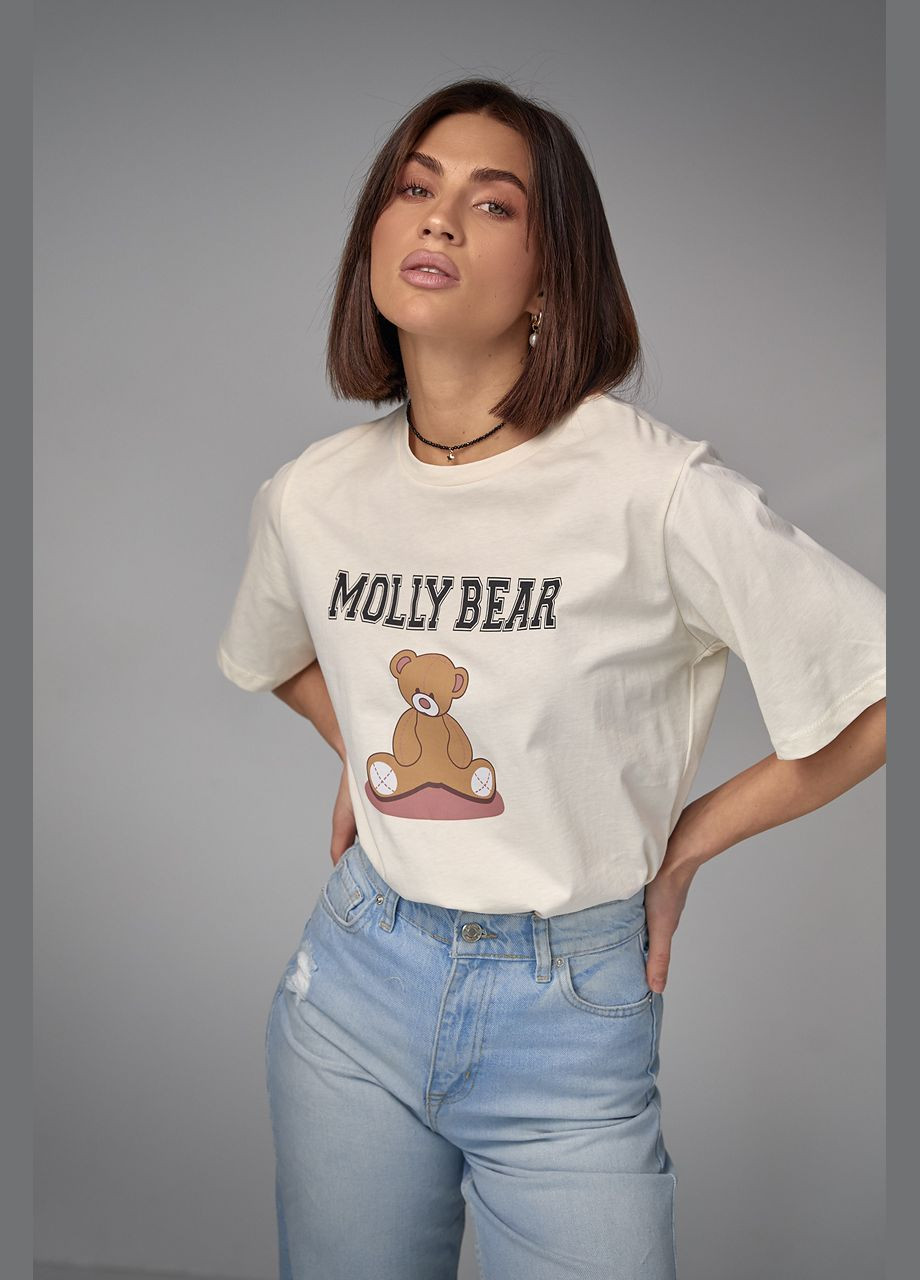 Бавовняна футболка з принтом ведмежати Liton - (296988259)