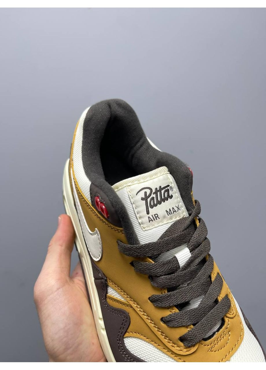 Бежевые демисезонные кроссовки мужские nike air max 1 x patta brown beige найк аир макс No Brand