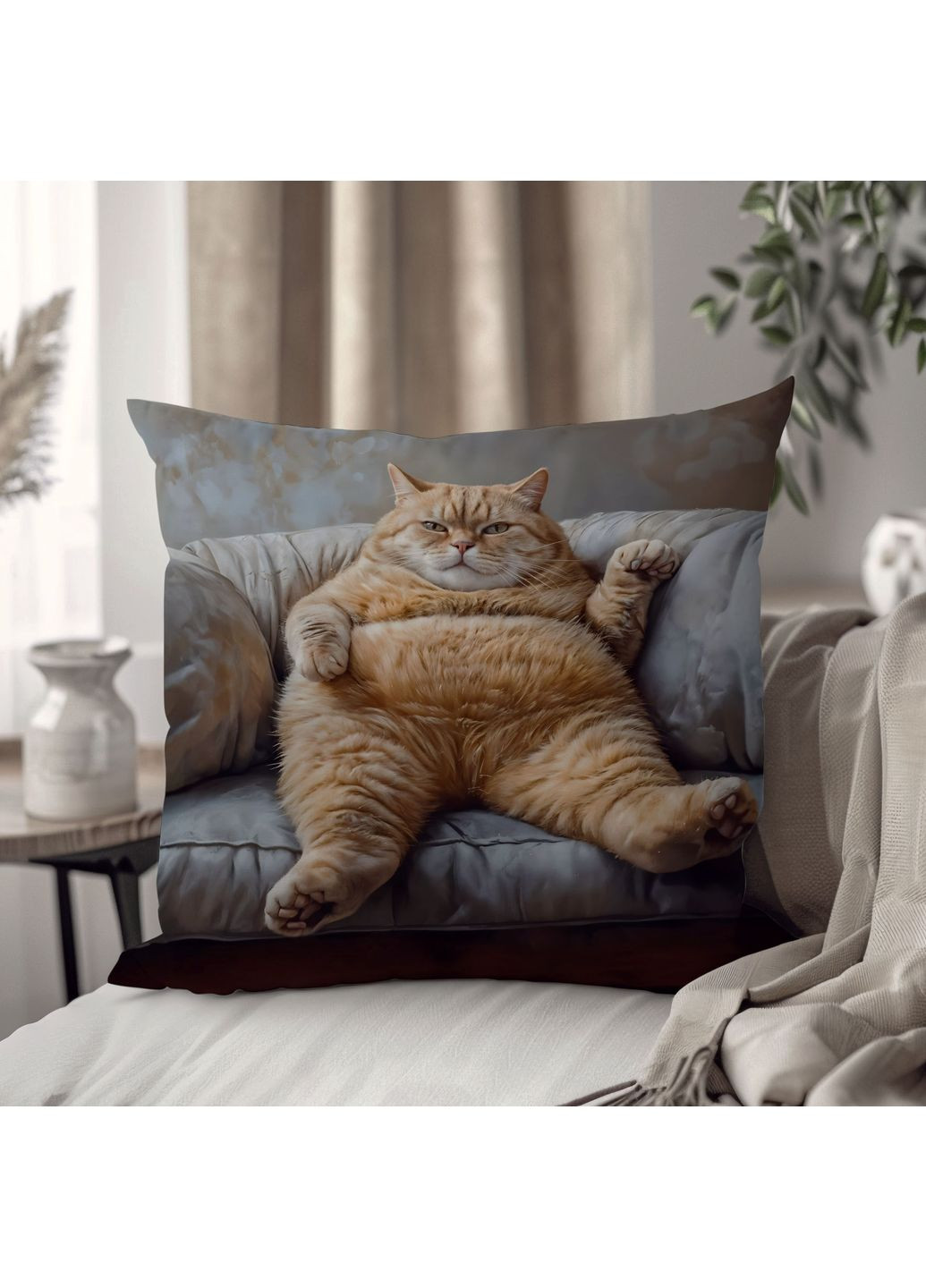 Подушка плюшевая смешная с приколом с Котом от 33×33 см, 3D печать / 1305833UA WONKEY (359448131)