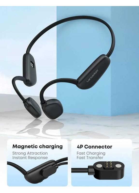 Бездротові спортивні навушники з кістковою провідністю BE12 вологозахистом та вбудованою пам'яттю 32Gb Black Langsdom (349824290)