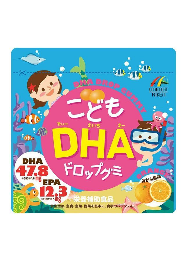 DHA Drop Gummy детские жевательные витамины из омега-3, 90 шт Unimat Riken (348359984)