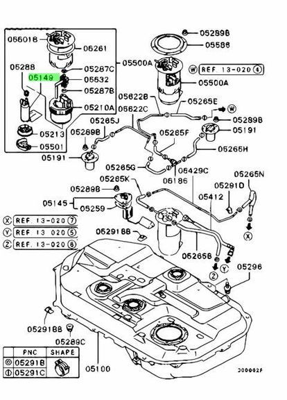 Паливний насос з сіткою HKT GIP501 Митсубиси Аутлендер 2001-2008 OEM MR968070 HKT Corporation (360801214)