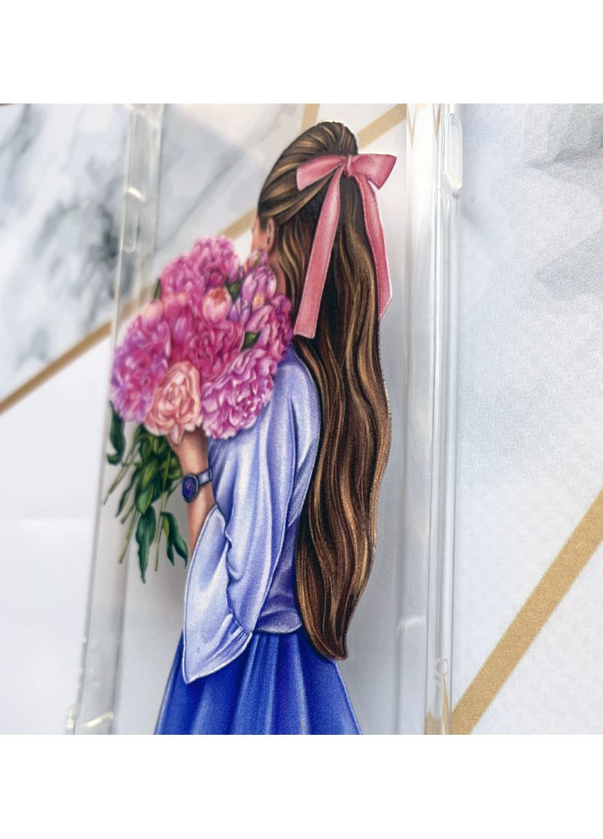 Прозорий чохол на Samsung Galaxy A35 5G (A356):: Дівчина з півоніями (принт 11) CASE CONTROL (360682615)