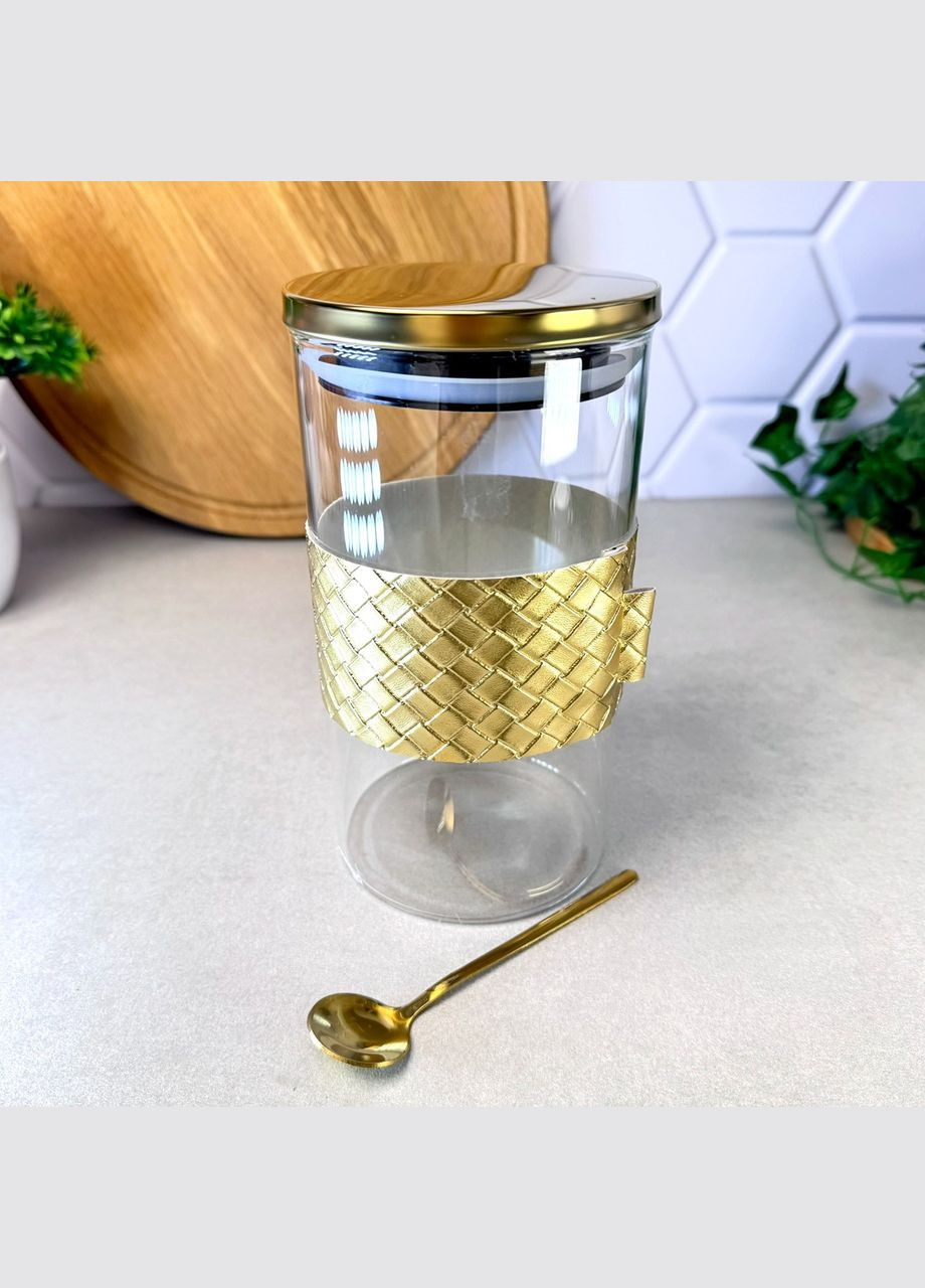 Стеклянная банка с металлической крышкой 1200 мл +ложка Золото Altin No Brand (315132838)