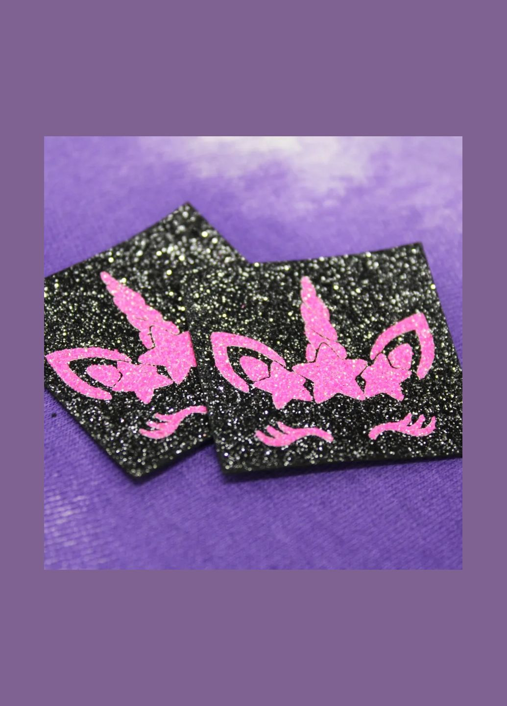 Нашивка з глітеру "Єдиноріг" чорного кольору (1288) No Brand (335811744)