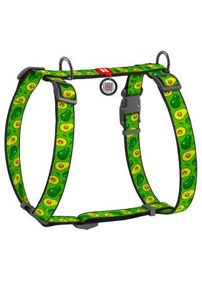 Шлей для собак Nylon с QR паспортом анатомическая H-образная "Авокадо" M (5550) WAUDOG Nylon з QR паспортом анатомічна H-подібна "Авокадо (366522168)
