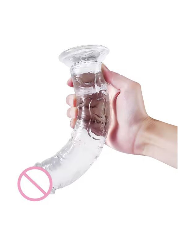 Фаллоимитатор на присоске прозрачный силиконовый 20 см, делдо для страпона, фаллос для вагинального и анального использования.  No Brand (366888639)