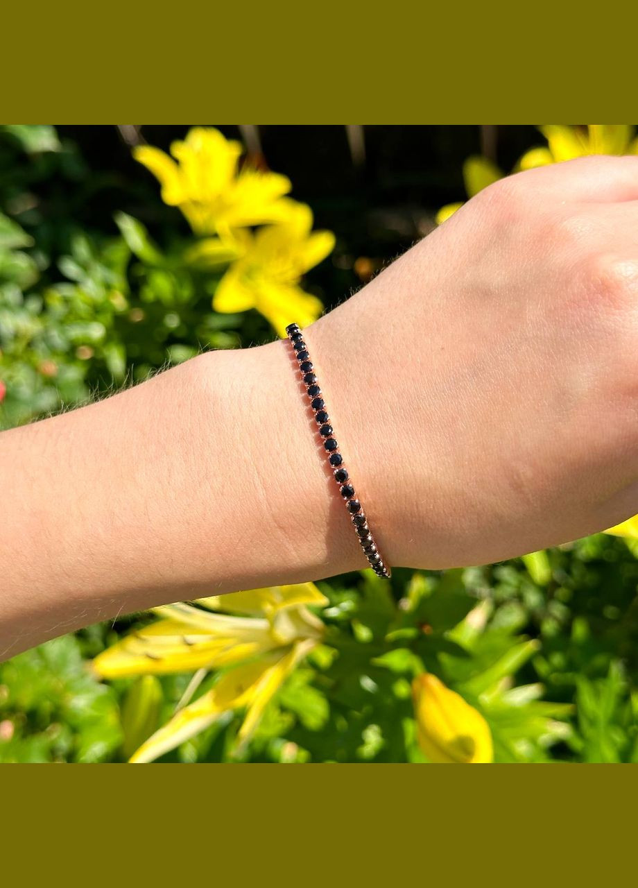 Срібний браслет позолоті чорний тенісного дизайну No Brand (333709687)