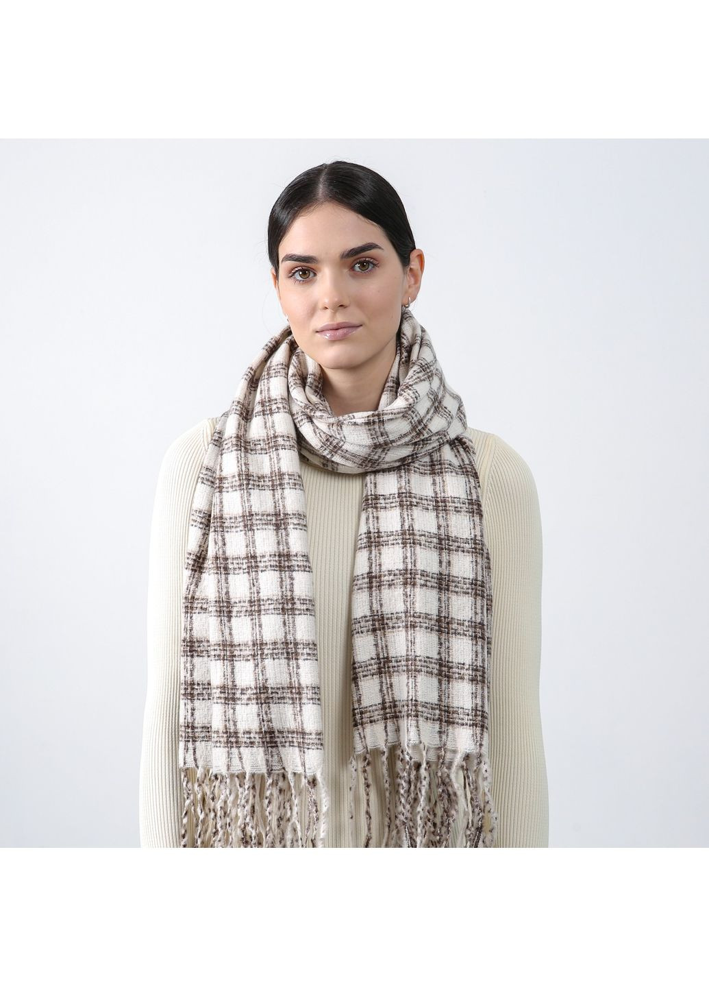 Палантин женский клетка кашемир ПОНГО LuckyLOOK 952-638 (368194371)