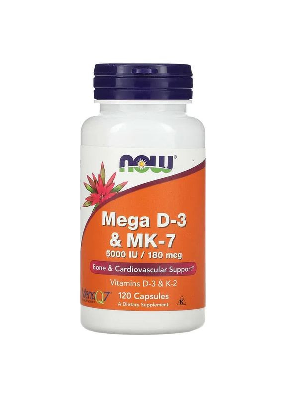 Комплекс D3+MK-7 Mega D-3 и MK-7, 120 капсул Now Foods (361118177)
