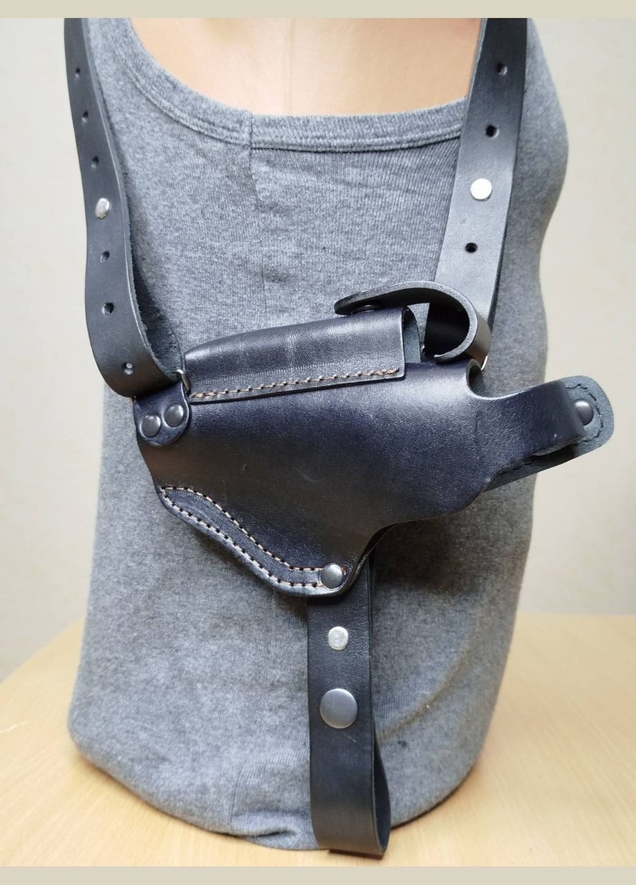 Оперативна кобура для ПМ макарова з підсумком під магазин неформована шкіряна чорна ЛІВША!!! Сварог (342375232)