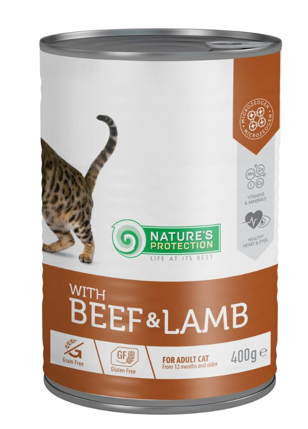Влажный корм для кошек with Beef & Lamb 400 г Nature's Protection (293510744)