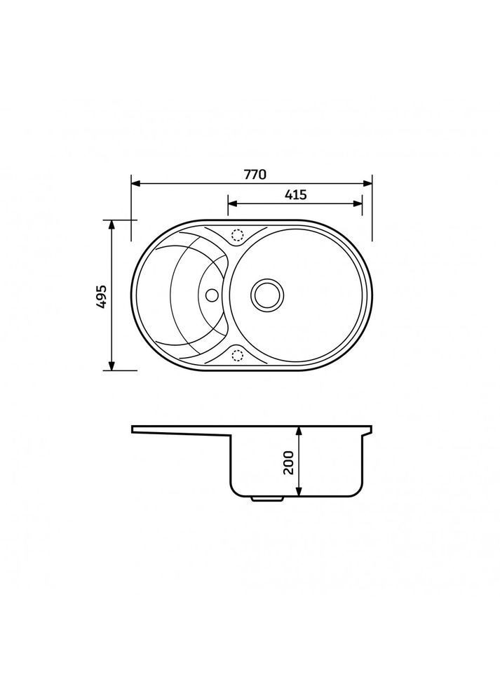 Кухонна мийка зі штучного каменю/кварцева 770х495х200 мм, овальна SHELL Коричневий (30800770495) Adamant (368157302)