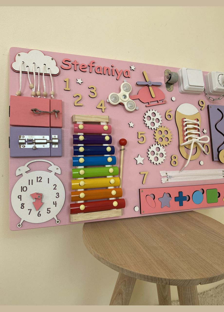 Бизиборд для девочки развивающая деревянная игрушка 40х60 см No Brand (355890487)