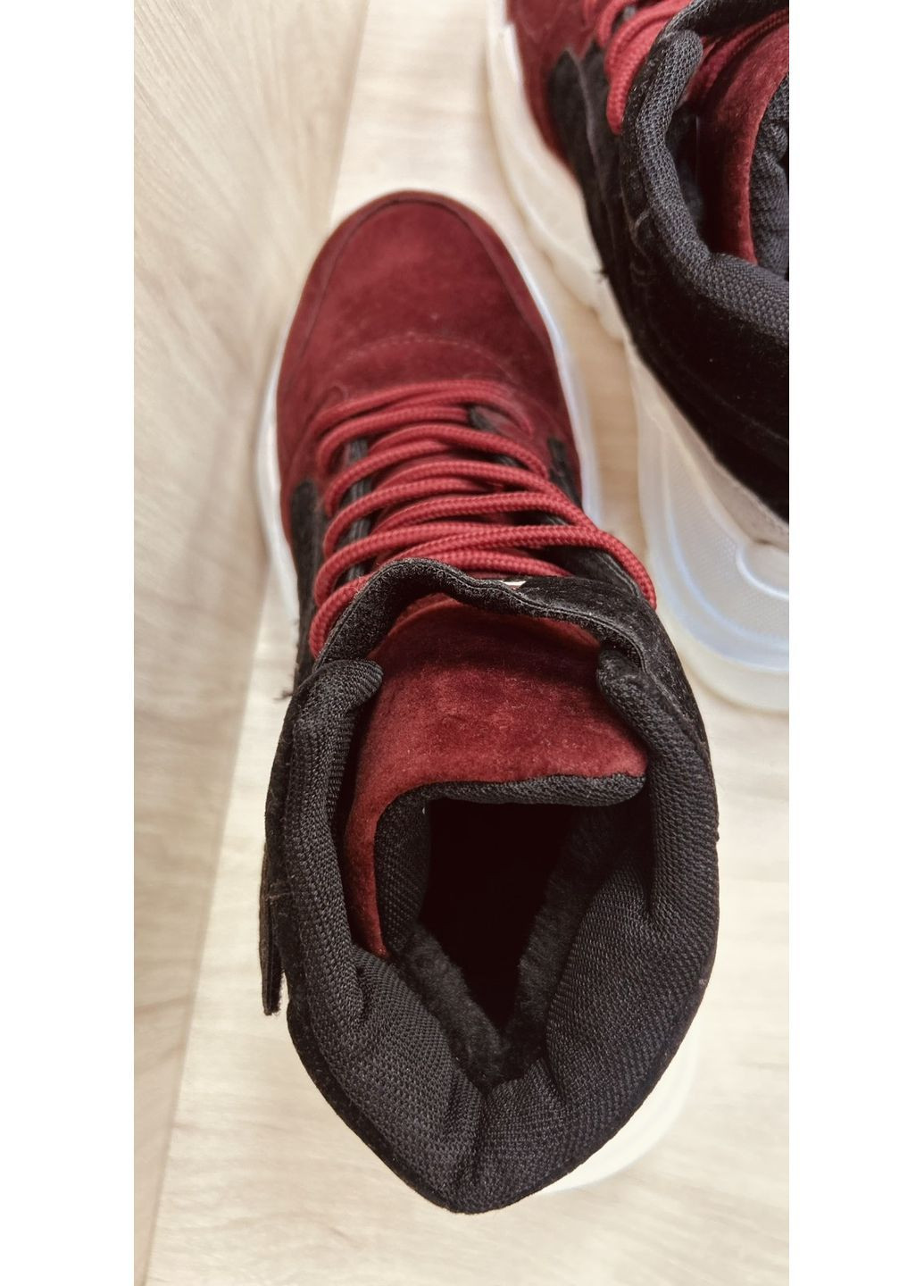 Кроссовки теплые женские No Brand тёмно-красные зима (364553243)