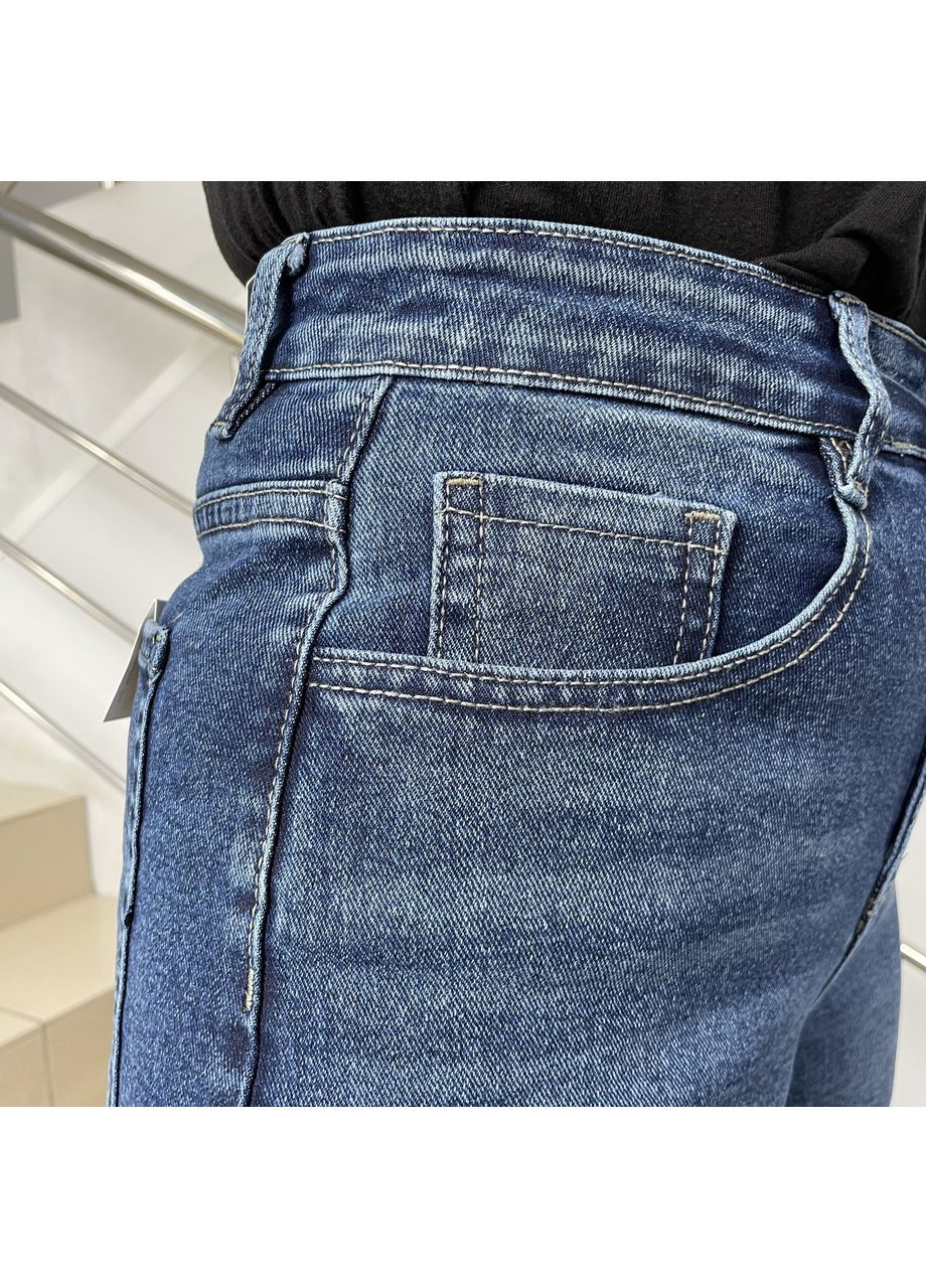 Джинси жіночі Baggy широкі стрейч завищена талія 33 сині No Brand - (361893695)