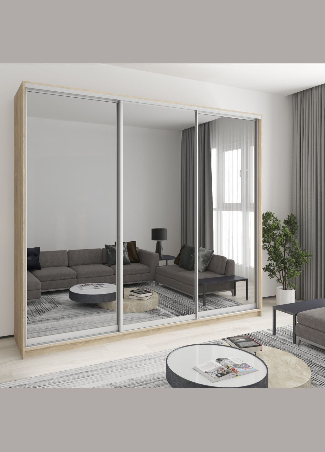 Шафа-купе тридверна Уні AL 3 Дзеркала 270x60x240 см (MBS-2001) MebelStar (346288344)