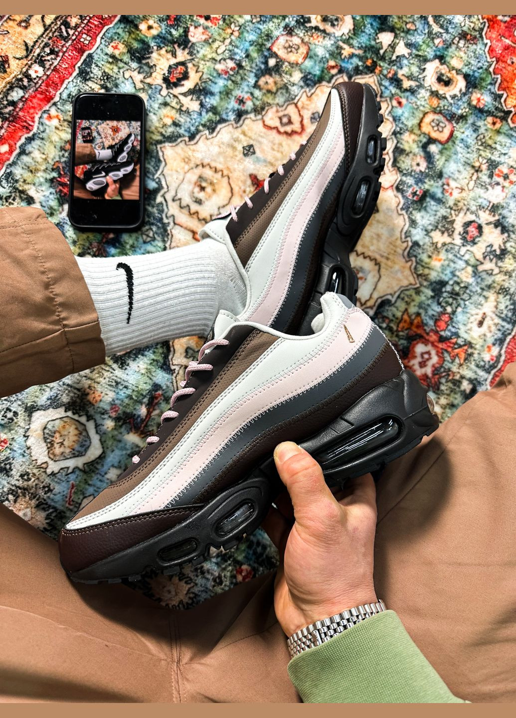 Коричневі Осінні кросівки чоловічі nike air max 95 "black violet" | найк аір макс 95 коричневі No Brand