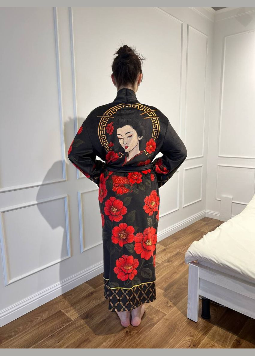 Кімоно жіноче з плюшевого велюру Red Camellia 29452 FlexDress (364491089)