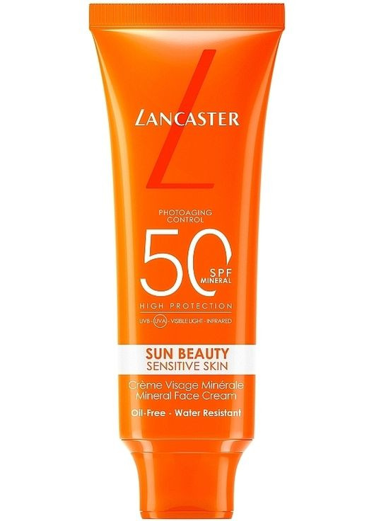 Сонцезахисний водостійкий крем для обличчя для чутливої??шкіри Sun Beauty Mineral Face Cream SPF50 50ml (1429202-31900030) Lancaster (368655639)