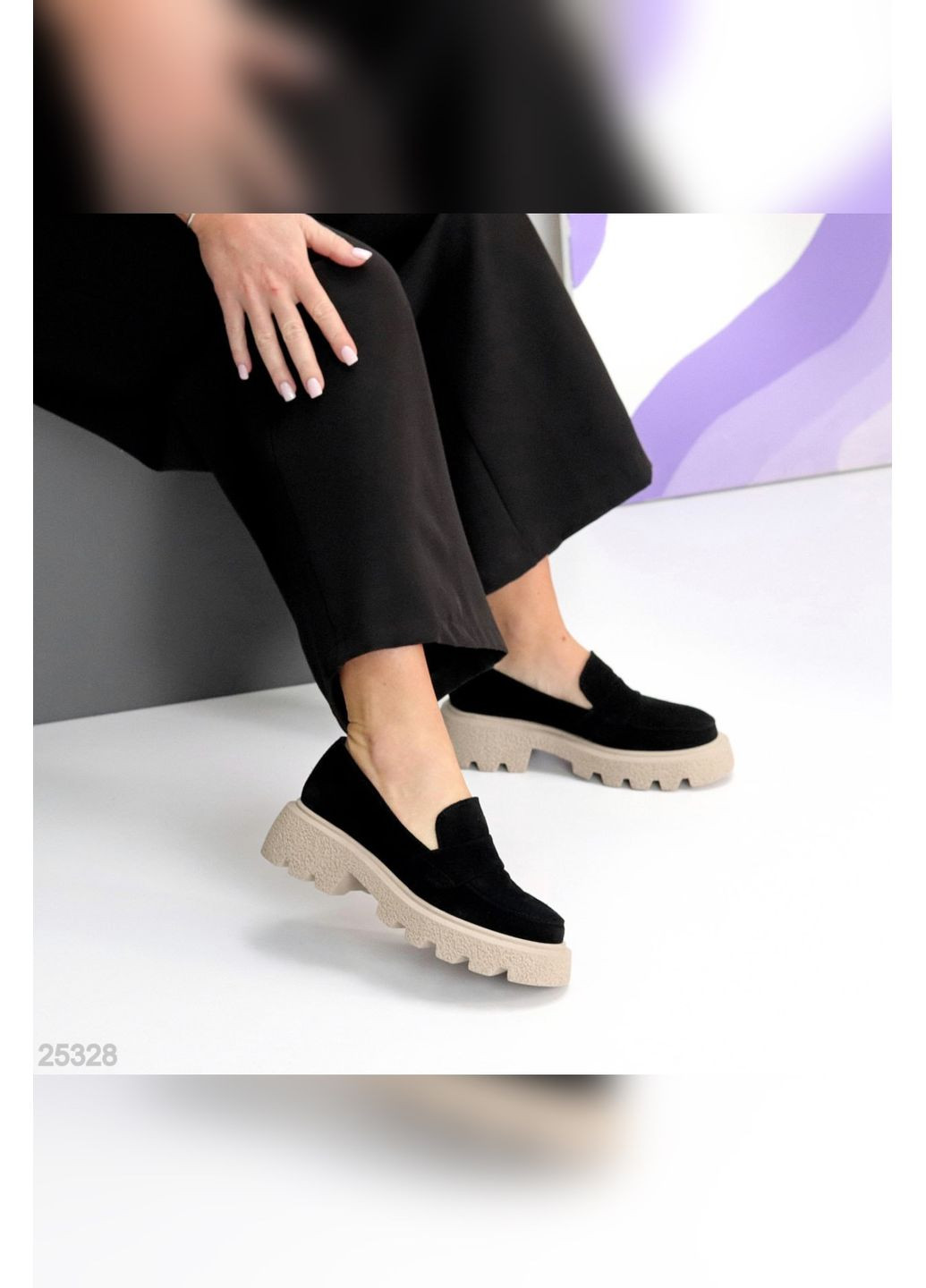 No Brand Натуральные женские лоферы черный з натуральная замша, — демисезон (360753452)