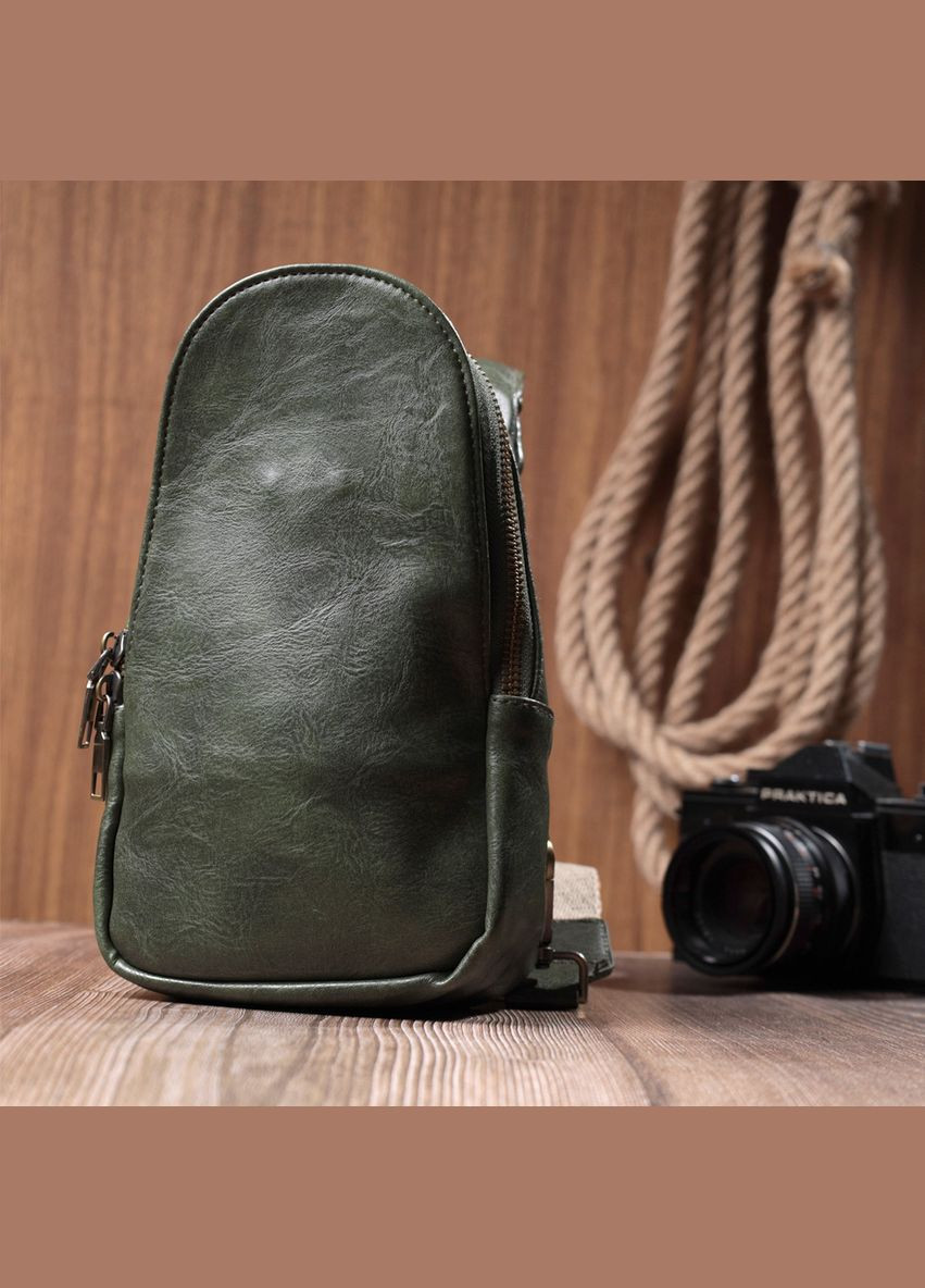 Красивая сумка через плечо в модном цвете из экокожи 22791 Зеленый Vintage (331907838)