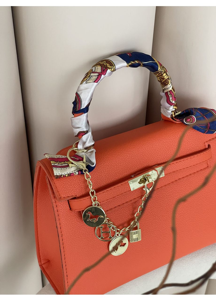 Сумка жіноча Kelly Medium помаранчевий з хусткою крос боді No Brand (369935034)