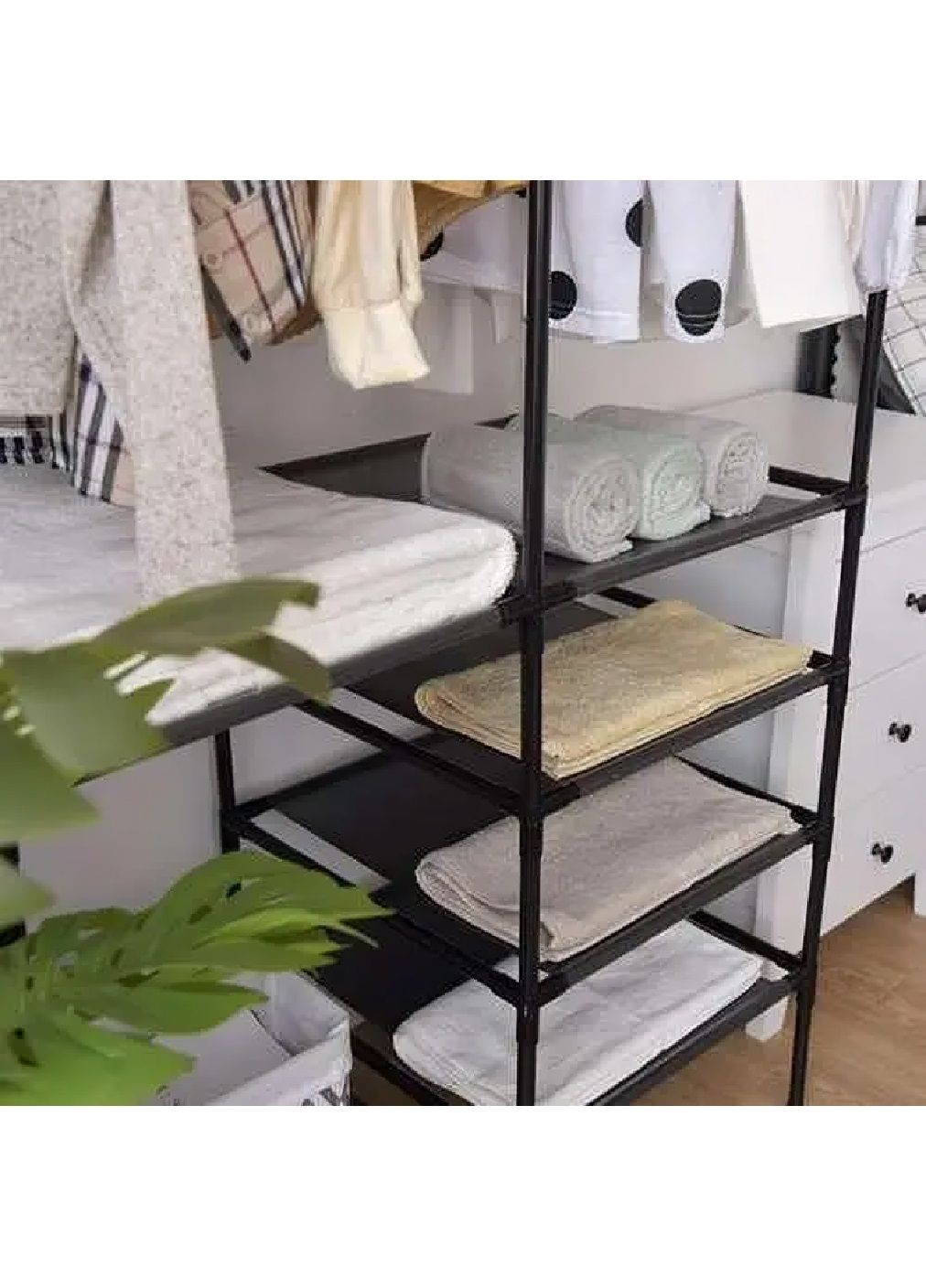 Двойная вешалка стойка органайзер с полками боковыми вешалками для хранения одежды вещей 173х36х108 см (481272-Prob) Черная Unbranded (359244267)