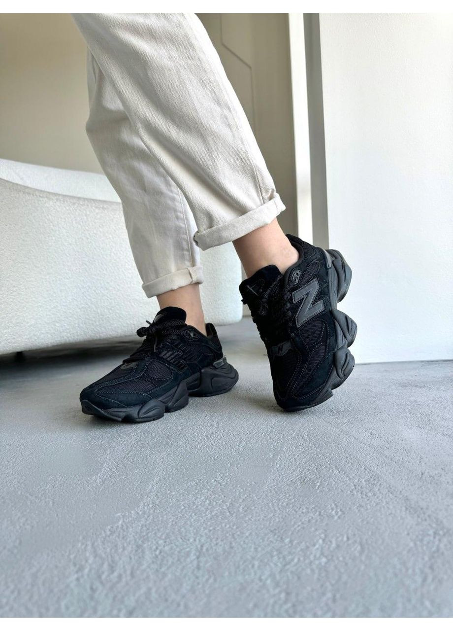КРОССОВКИ ЖЕНСКИЕ NEW BALANCE 9060 TRIPLE BLACK НЬЮ БЕЛАНС 9060 No Brand чёрные демисезоны (367168789)