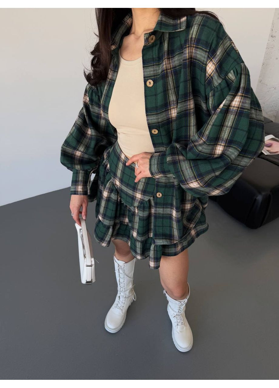 Женский костюм-двойка в клетку с юбкой No Brand Р4936-482/1 (361030753)