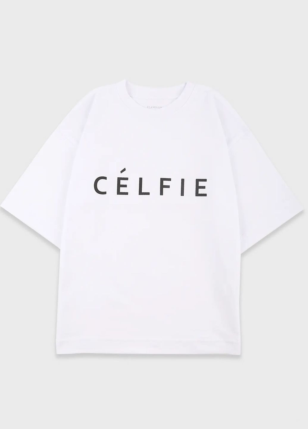 Белая летняя футболка для девочки (бантик) Фламинго