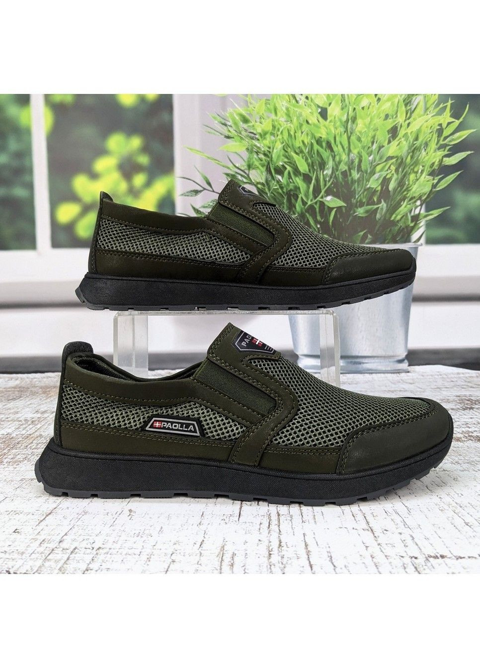 Хакі Літні чоловічі кросівки літні сітка Paolla