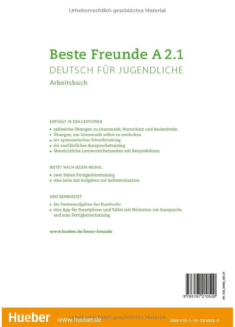 Beste Freunde. Arbeitsbuch mit Audios online A2.1 Hueber (370103809)