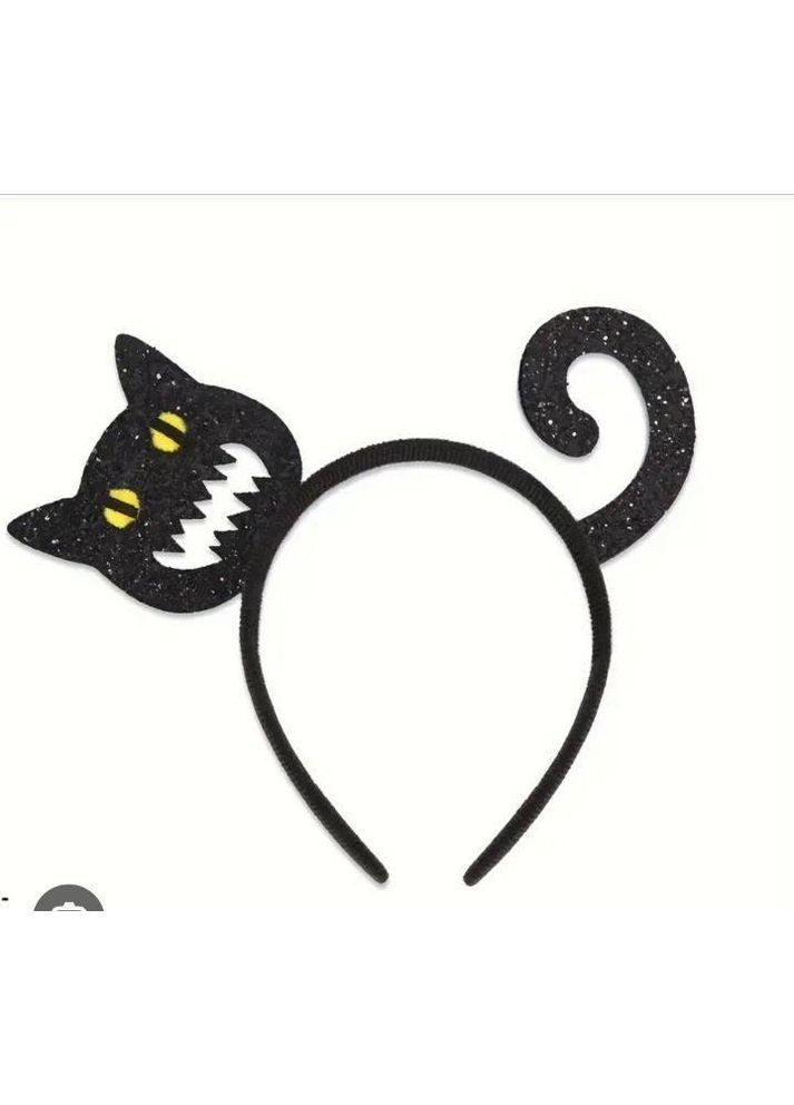 Обруч для волосся "Чорний кіт" з блискітками на Хелловін, Halloween No Brand (363968766)