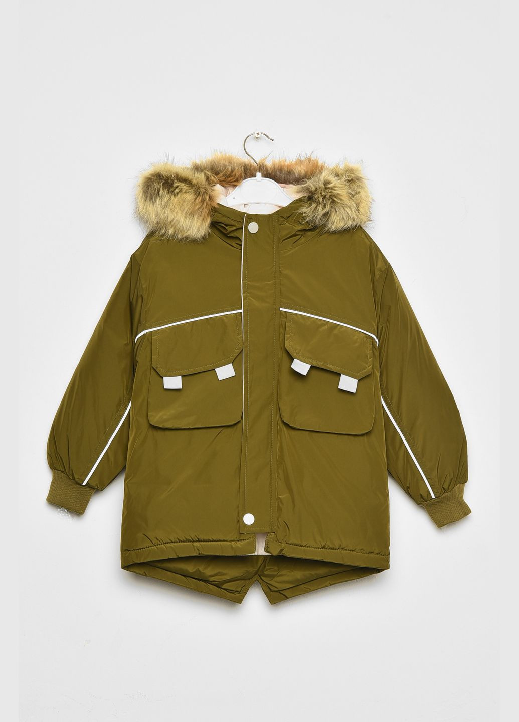 Оливкова (хакі) зимня куртка дитяча для хлопчика єврозима кольору хакі Let's Shop